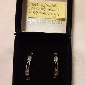 Sterling Silver Diamond Accent Hoop Earrings